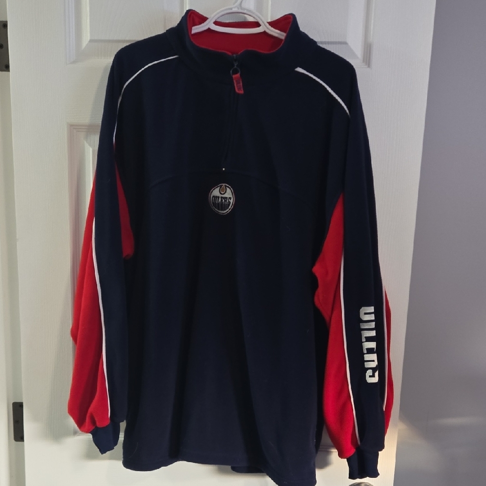 Edmonton Oilers Navy and Crimson Half-Zip Pullover